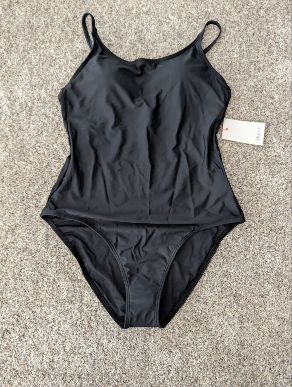 Quince Italian One-Piece Scoop Neck Swimsuit Black Large NWT